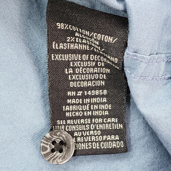 Voyager Shirt Mens XXL Blue Printed Stretch Cotton Short Sleeve Button Front - Picture 6 of 11